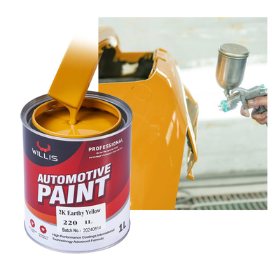 Peinture solide métallique 2K jaune terreux, peinture automobile liquide brillante 2K Peinture automobile