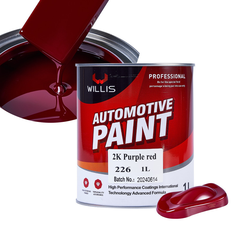 Séchage rapide Carrosserie automatique Remplisseur métallique 2K Pourpre Peinture automatique rouge 2k Peinture à pulvériser Pourpre rouge
