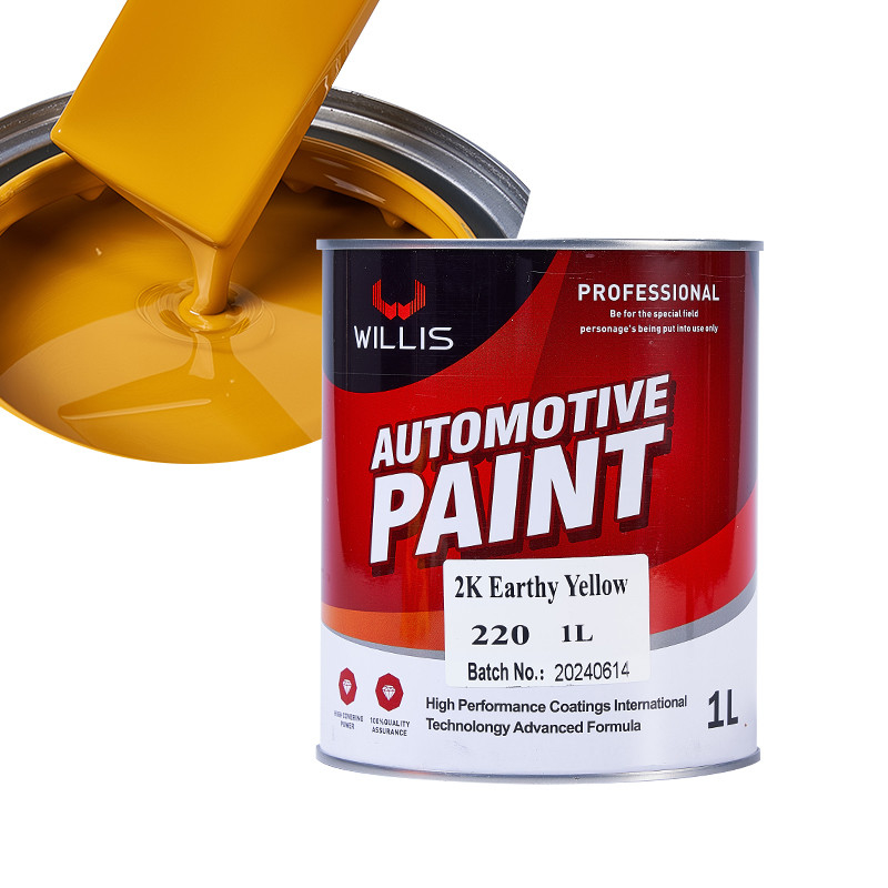 Peinture solide métallique 2K jaune terreux, peinture automobile liquide brillante 2K Peinture automobile