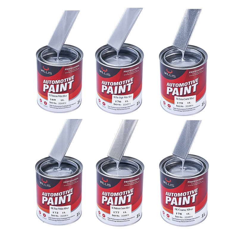 Peinture automobile métallique à faible teneur en argent Peinture automobile métallique à haute teneur en matières premières industrielles solides Peinture à pulvérisation acrylique laque Peinture automobile métallique