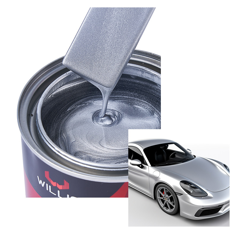 Refinement de la peinture automobile métallique en argent étincelant couche en poudre 1K Basecoat, peinture acrylique laque, peinture automobile