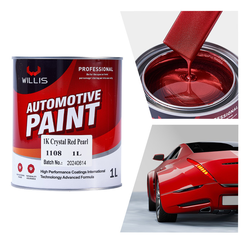 Peinture automobile à haute résistance à l'usure rapide Temps de séchage, 1K Crystal Red Pearl, couleur de peinture acrylique