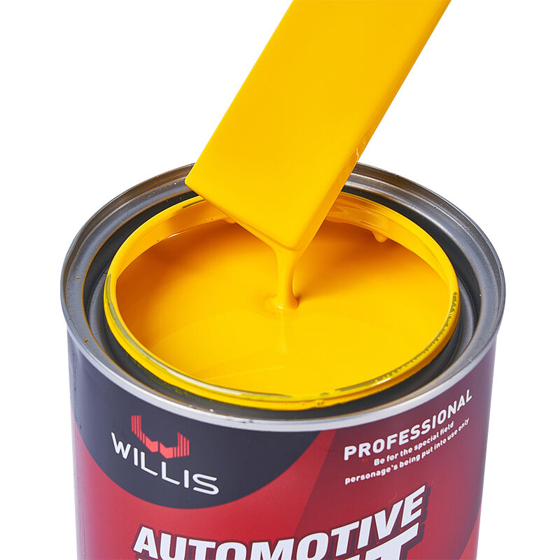 Peinture de retouche automobile 2K jaune moyen acrylique liquide base mate vernis, peinture de pulvérisation automobile